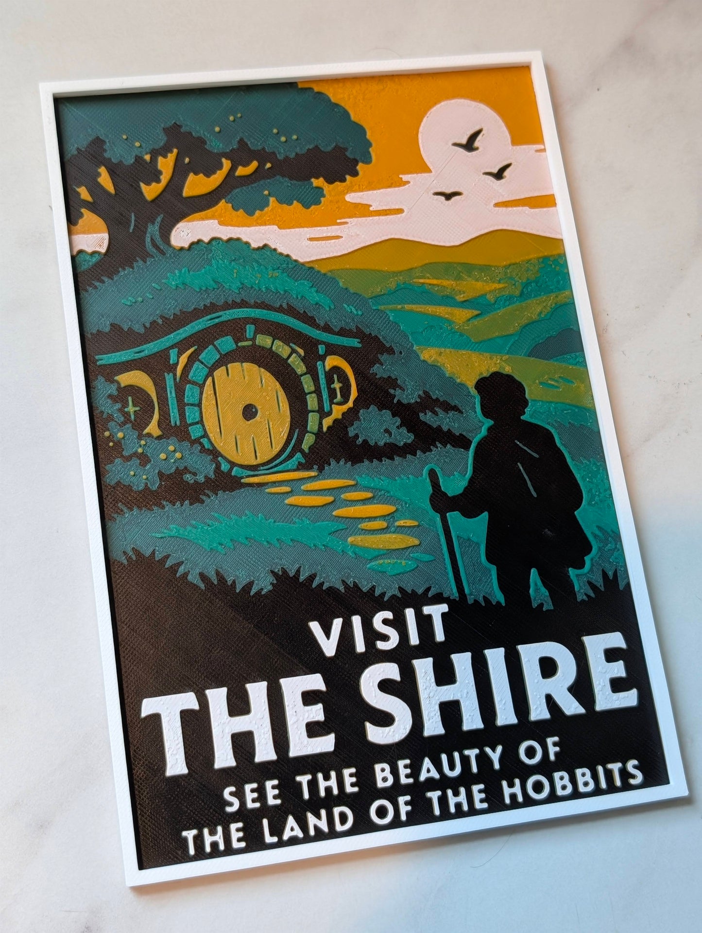 Shire Vintage Travel Postcard Wall Art – 3D Printed Lord of the Rings Fantasy Decor (Copy)