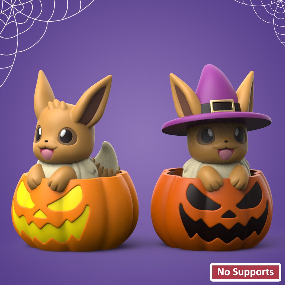 Eevee and all Eeveelution with Witch Hat | Pokemon Halloween | Pokémon all Eevee | Fan Art Pokémon Model | Figurine | Gen 1 Kanto