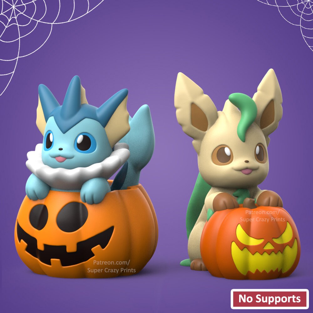 Eevee and all Eeveelution with Witch Hat | Pokemon Halloween | Pokémon all Eevee | Fan Art Pokémon Model | Figurine | Gen 1 Kanto