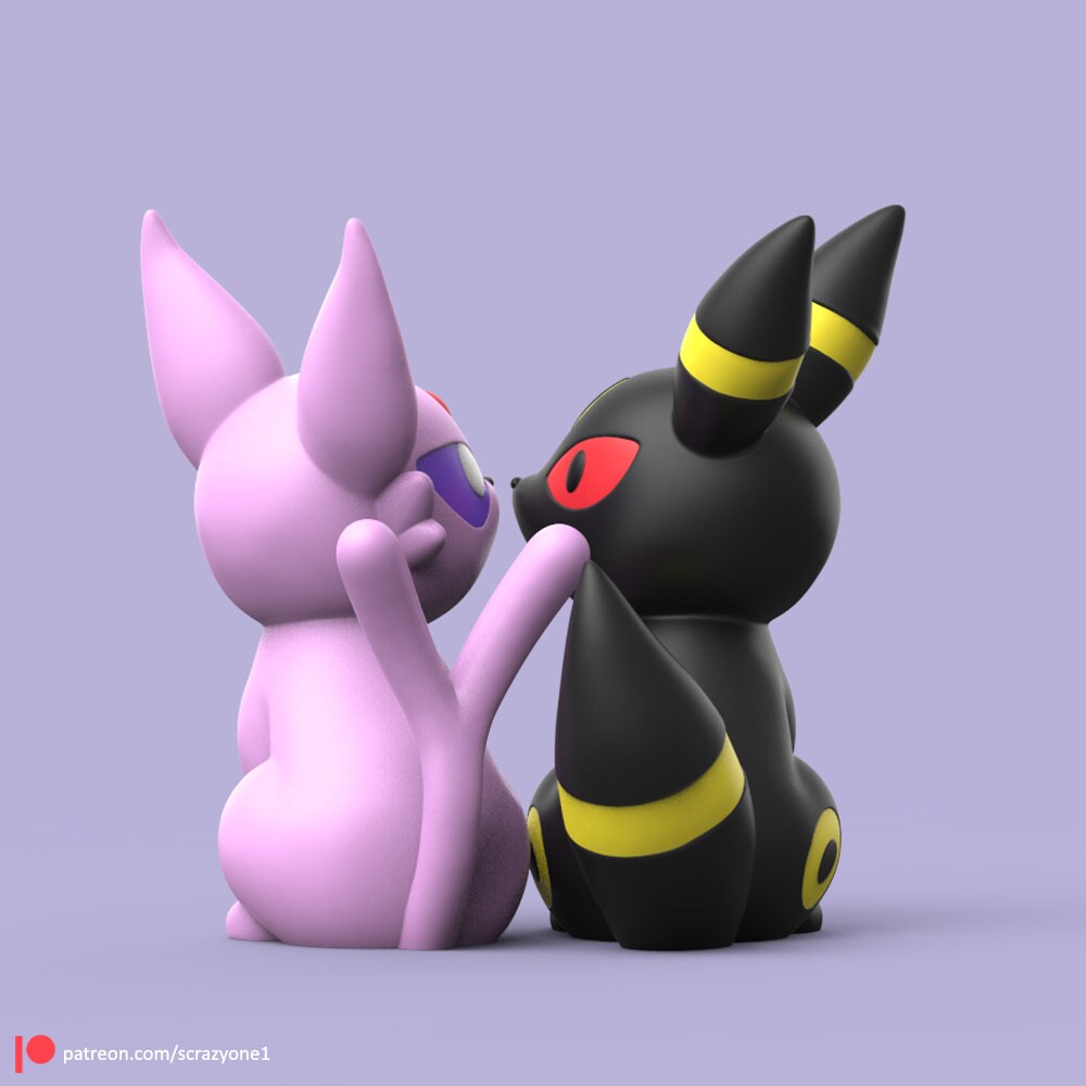 Chibi Valentine UMBREON & ESPEON | Pokémon - 3D MinionMancer