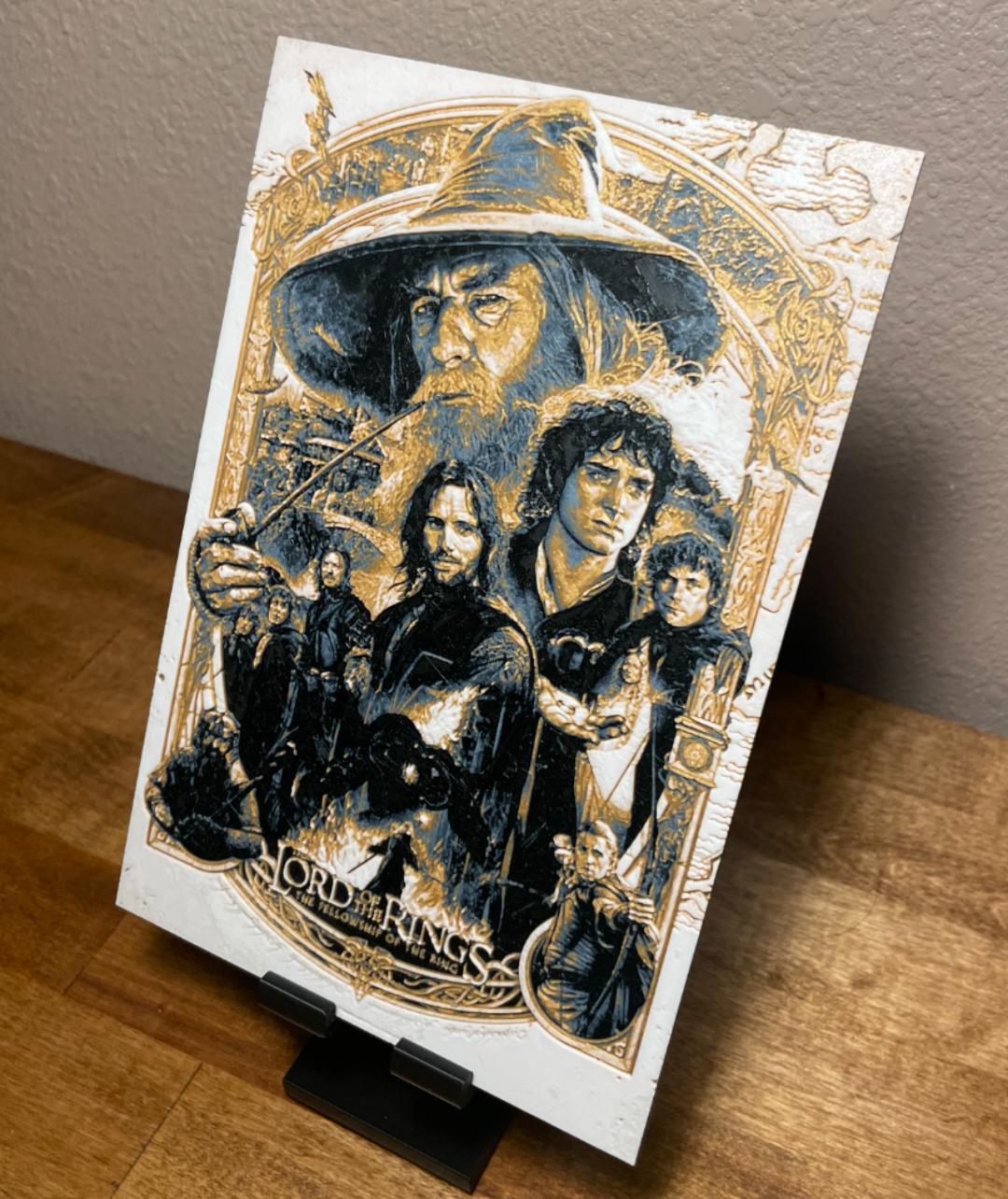 Fellowship Movie Poster Wall Art – 3D Printed Lord of the Rings Fantasy Decor