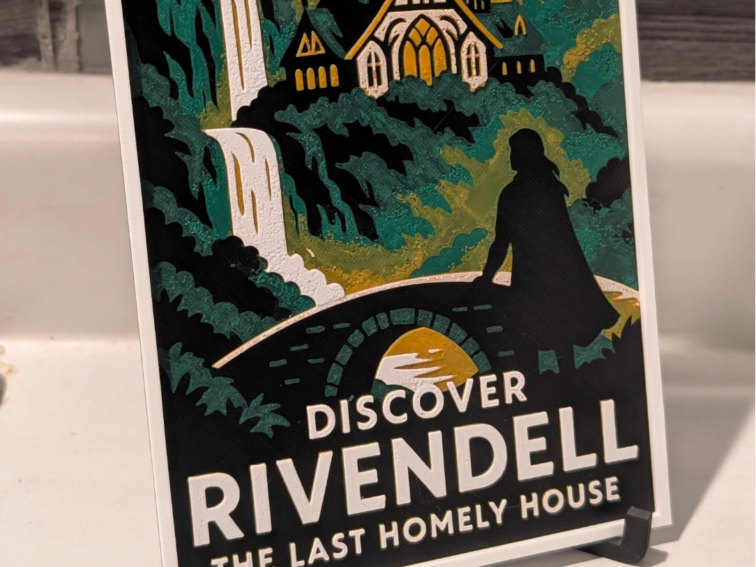 Rivendell Vintage Travel Postcard Wall Art – 3D Printed Lord of the Rings Fantasy Decor