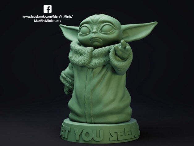 GRAY  s| Grogu The Child Baby Yoda* | Fan Art| Painted version available| collector's item| MarVin Miniatures - 3D MinionMancer