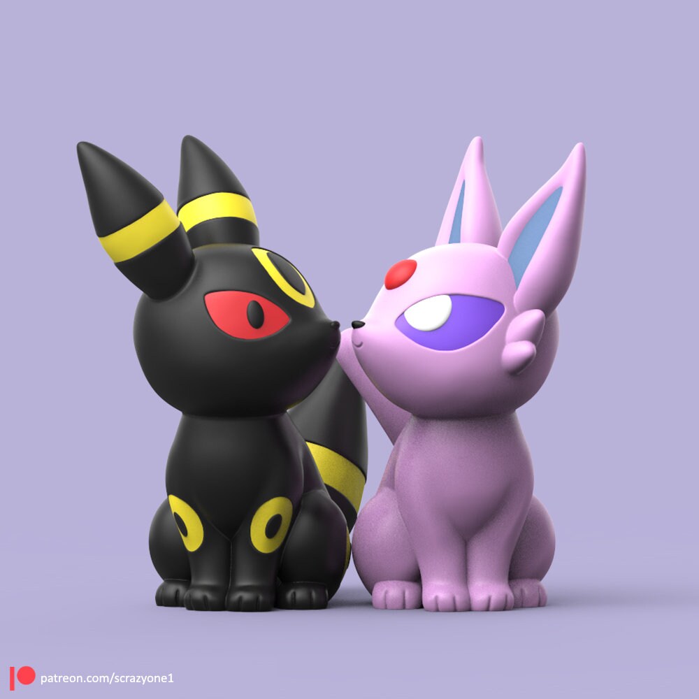 Chibi Valentine UMBREON & ESPEON | Pokémon - 3D MinionMancer