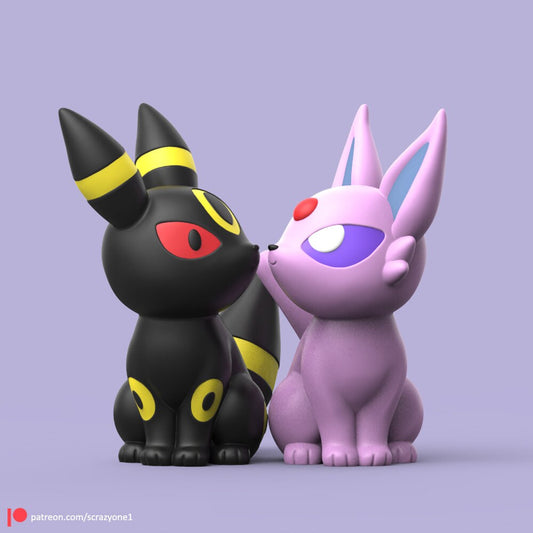 Chibi Valentine UMBREON & ESPEON | Pokémon - 3D MinionMancer