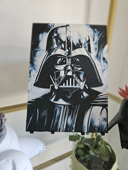 a black and white picture of darth vader and darth vader